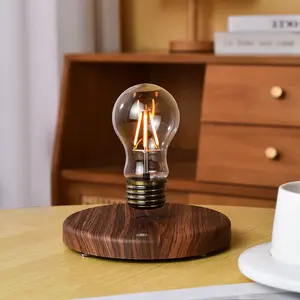 Magnetic Levitating Floating Glass Light Bulb Lamp with 360 Degree Free Rotating Touch-Controlled Stylish Tabletop Warm Floating Lighting Filament Cool Night Light for Home Office Bedroom Living Room