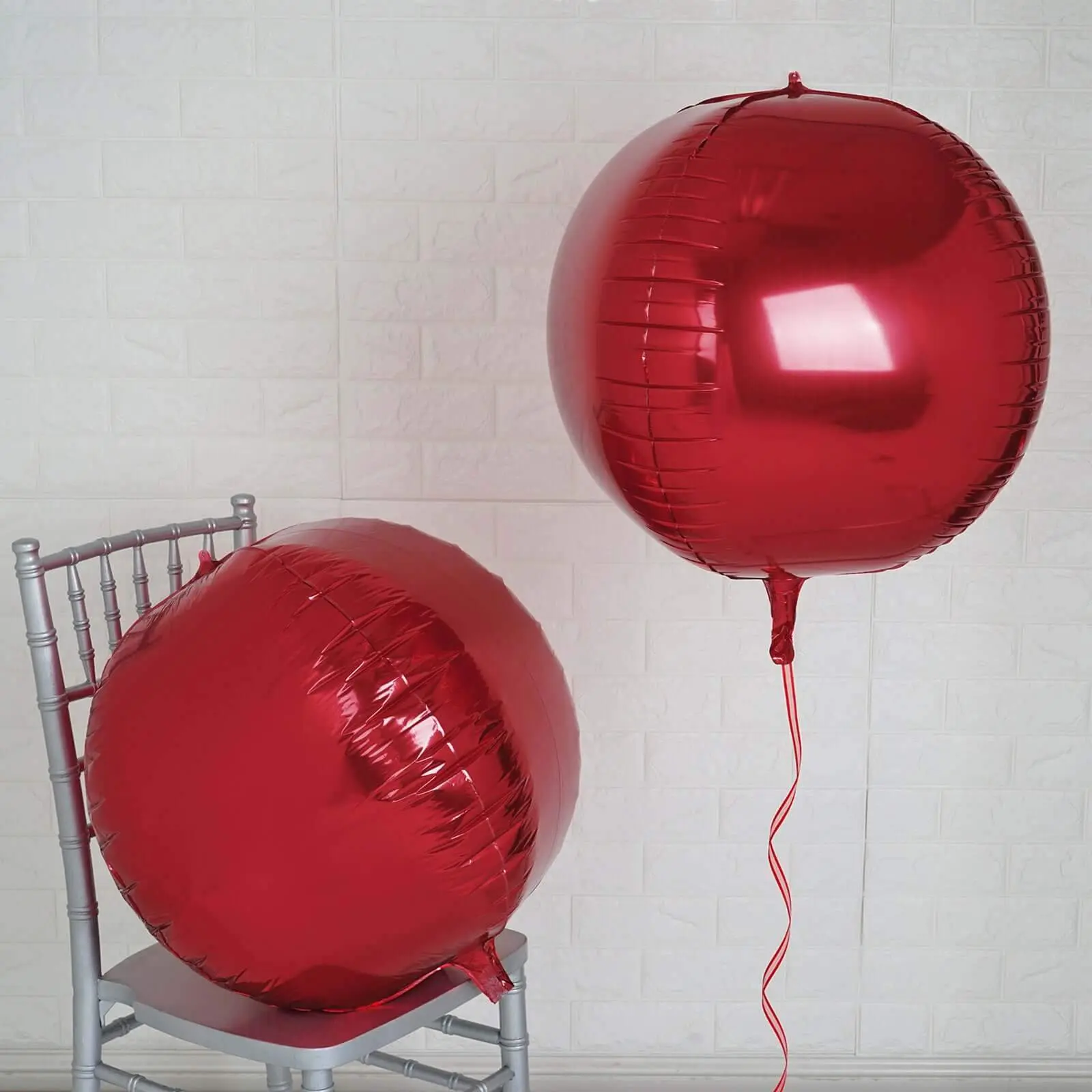 2 Pack Burgundy Sphere Mylar Foil Helium or Air Balloons 18" 4D
