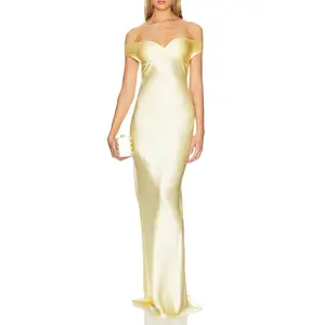 YehGoods 2026 Elegant High-End Satin Mermaid Formal Gown - Off-Shoulder, Long, Style-Focused, Minimalist Elegance, Women's Formal Wear for Black Tie Weddings, Pear Body Shape, Summer Events