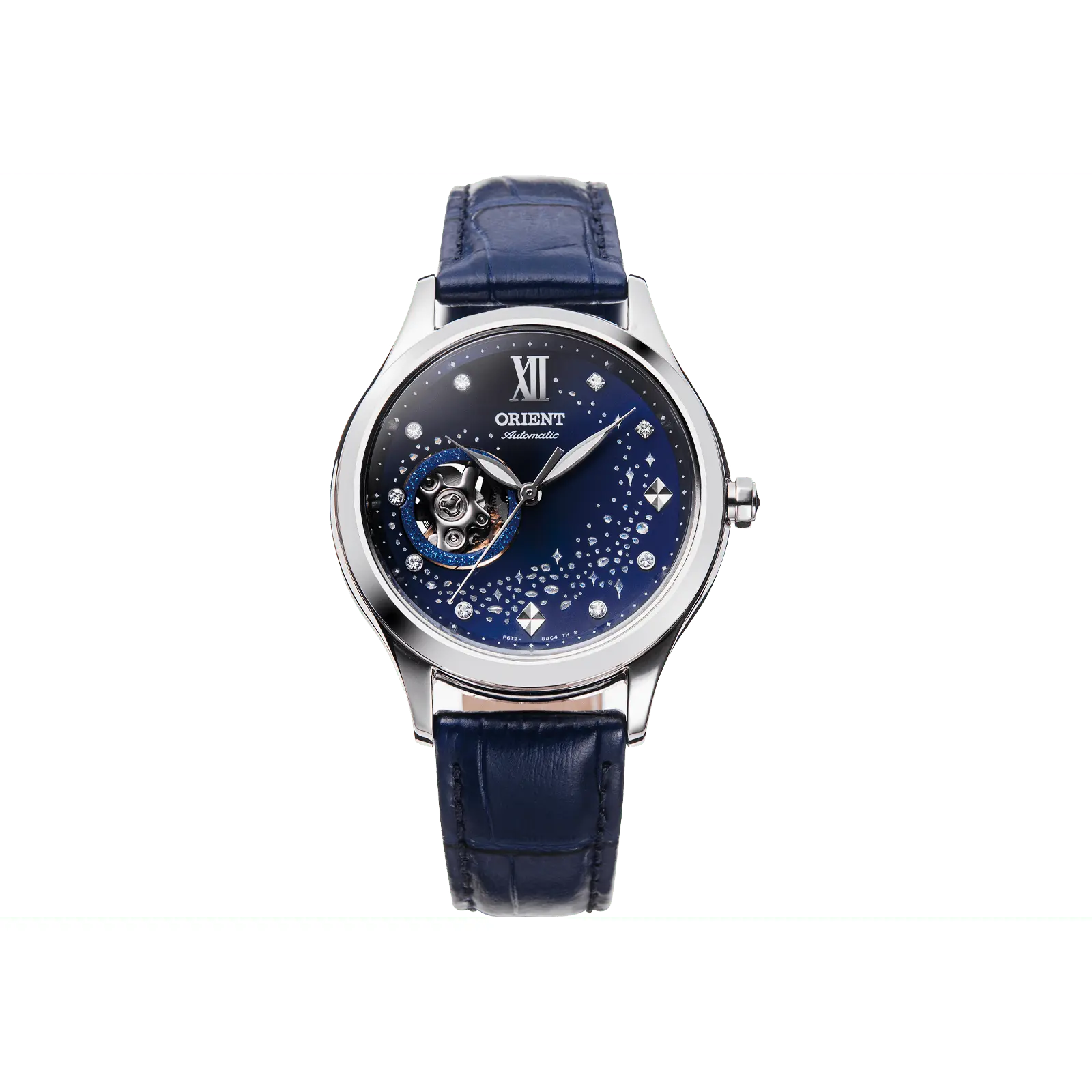 Orient Watch Women's 36mm Round Dress Watch with Azure Open Heart Dial, Crystal Markers, Automatic Mechanical Movement, Dress Watches, Analog Watch