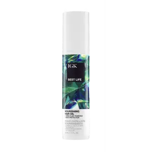 IGK BEST LIFE Nourishing Hair Oil | 100% Plant Powered Nourishing Hair Oil | Smooth + Soften + Heat Protectant | Vegan + Cruelty Free | 50ml | 1.7 oz