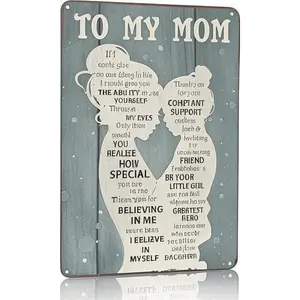 Heartfelt Gift for Mom - Home Decor Sign with I Love You Message, Wall Art for Kitchen Bedroom Office, 12" x 8" Wooden Plaque, Reusable Inspirational Decor