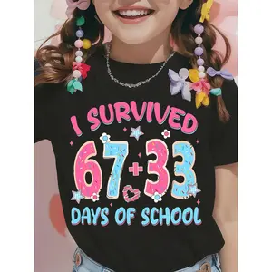 Promote to Big Sister Trendy Fashion Letter Print T-Shirt, Spring Summer Autumn Casual Print Round Neck Top, Affordable Girl Trendy T-Shirt for Girls 2026