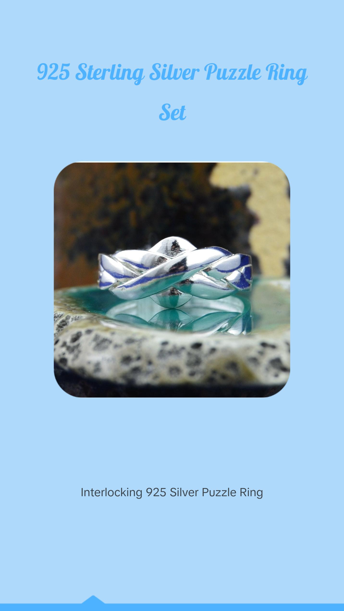 925 Sterling Silver Puzzle Ring - Sizes 6-12 - 4 Interlocking Bands 925 Sterling Silver Puzzle Ring - Sizes 6-12 - 4 Interlocking Bands