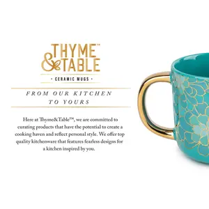 Thyme & Table Stoneware Coffee Mug, 16 fl oz, Teal Succulent