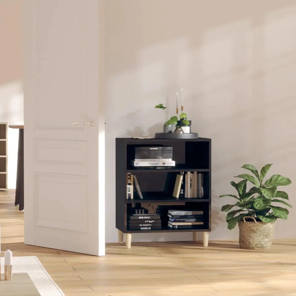 Sideboard High Gloss Black 22.4"x13.8"x27.6" Engineered Wood