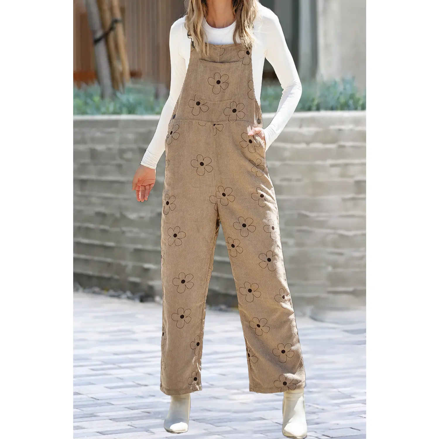 Flower Corduroy Overalls