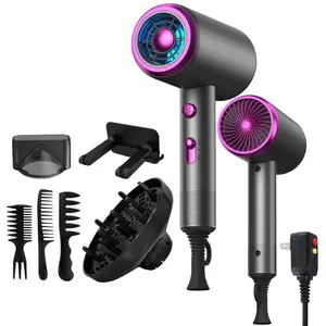 AKJ Wave Dryer D089 1800W Professional Ionic Hair Dryer with 2 Concentrator Nozzle & 1 Diffuser, Lightweight & Portable, 12 x 4.54 x 3.64 Inches