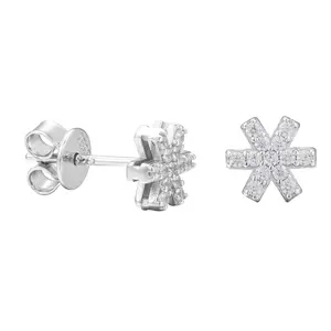 【#ES9250096】Exquisite S925 Silver Snow Stud Earrings For Women Men Gift Cute Earring Girls New Year Birthday Jewelry