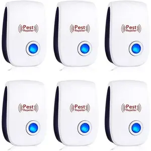 6 Packs Ultrasonic Pest Control Repeller Electronic Plug-in for Indoor Use Against Insects Roaches Spiders Ants Bugs Mosquitoes Mice Safe & Reliable for House Kitchen Garage Warehouse Intelligent Frequency Conversion