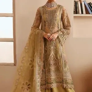 Pakistani Mehndi  Dress Salwar Kameez Suit Beautiful Cut Work Dupatta