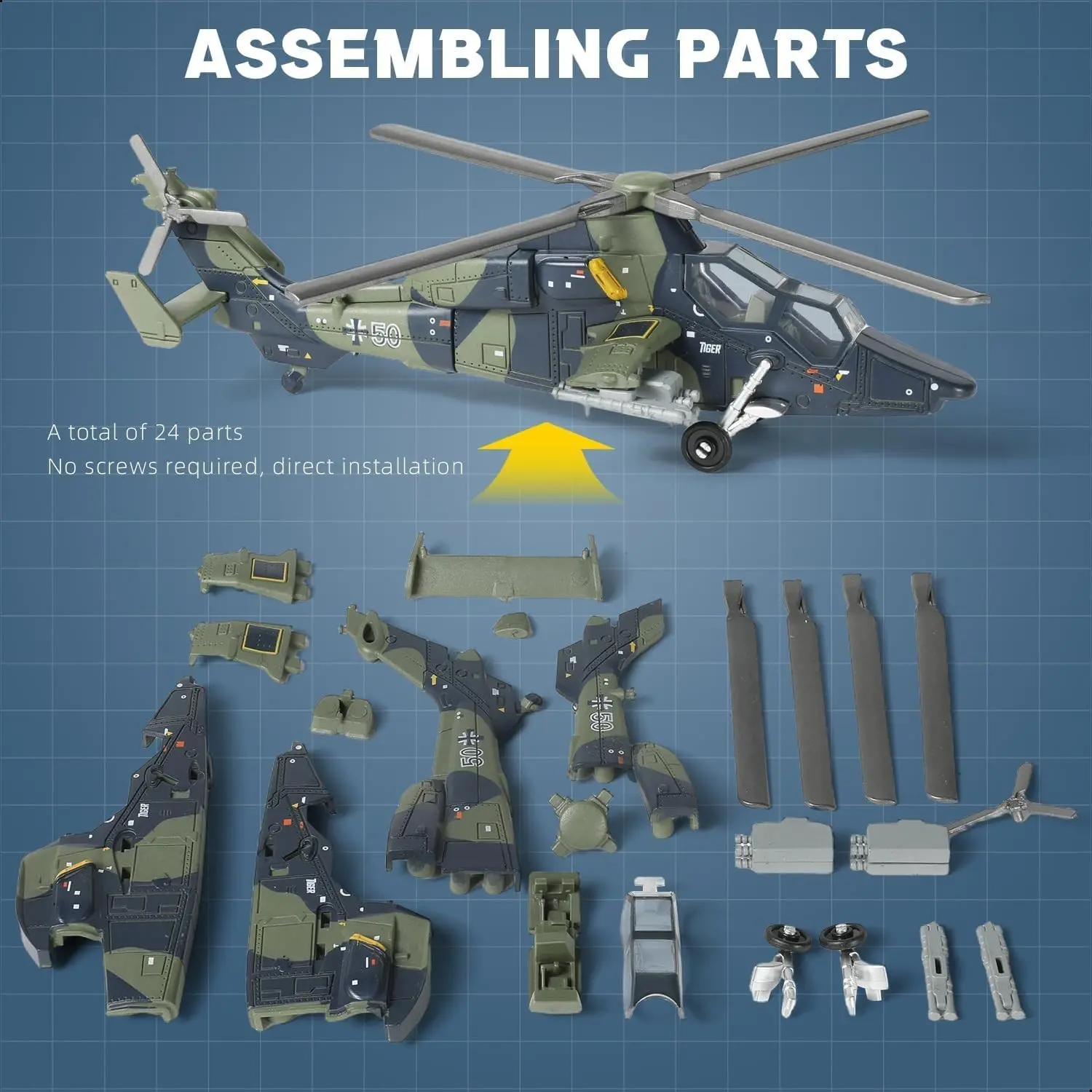 Ec-665 Helicopter Model Kit, Plastic Assembly Set, Diy Engineering Model, Diy Building Model, Adult Collectible Desk Decor, Office Table Ornament, Perfect Gift for Collectors