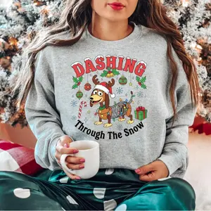 Slinky Dog Christmas Sweatshirt, Dashing Through The Snow shirt, Toy Story Holiday Tee, Reindeer Antlers & Xmas Lights Tee, Movie Fan Gift