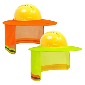 2 Pack  Sun Shade  attachment for Full Brim Hard Hat with Mesh Neck Sun Shield with Reflective Strips,High Visibility Yellow (hard hat not included)