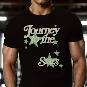 Journey to the Stars T-Shirt, Retro Star Graphic Design, Casual Space-Inspired Apparel