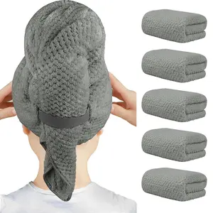 5 Pack Large Microfiber Hair Towel Wrap for Women Super Soft Quick Dry Anti Frizz Technology Ultra Absorbent Oversized 60x100cm Hair Turban with 40x23 Inch Extensions for Long Thick Curly Hair Lightweight 5Pcs Grey
