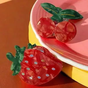 Cherry Strawberry Fruit Shaped Claw Clips Hair Accessories spring Summer 3x  claw  clip