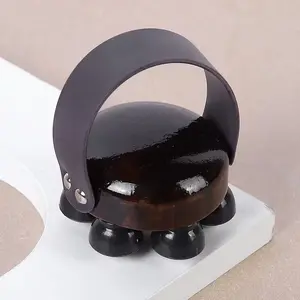 Handheld Adjustable Speed Metal Ball Massager, Wooden Design, Muscle & Acupuncture Stimulation, Ergonomic Portable Tool, Home Office Use