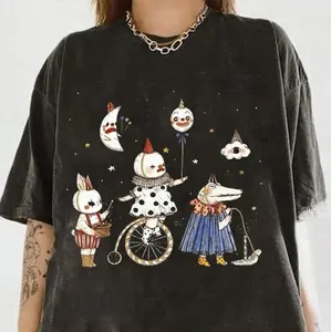 Loose-fit crew neck tee with cartoon animal print T-Shirt, Funny Clown Unisex Tshirt, meme shirt, made in USA, Trendy Shirt 2025