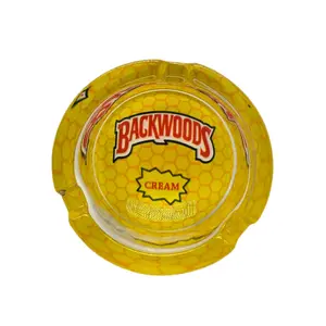 Glass Ashtray 2.5" Lighter Accessories Yellow Color Heavy Glass with Attractive Backwood Design for Stylish Ash Disposal GREAM Decor Ornaments Gift