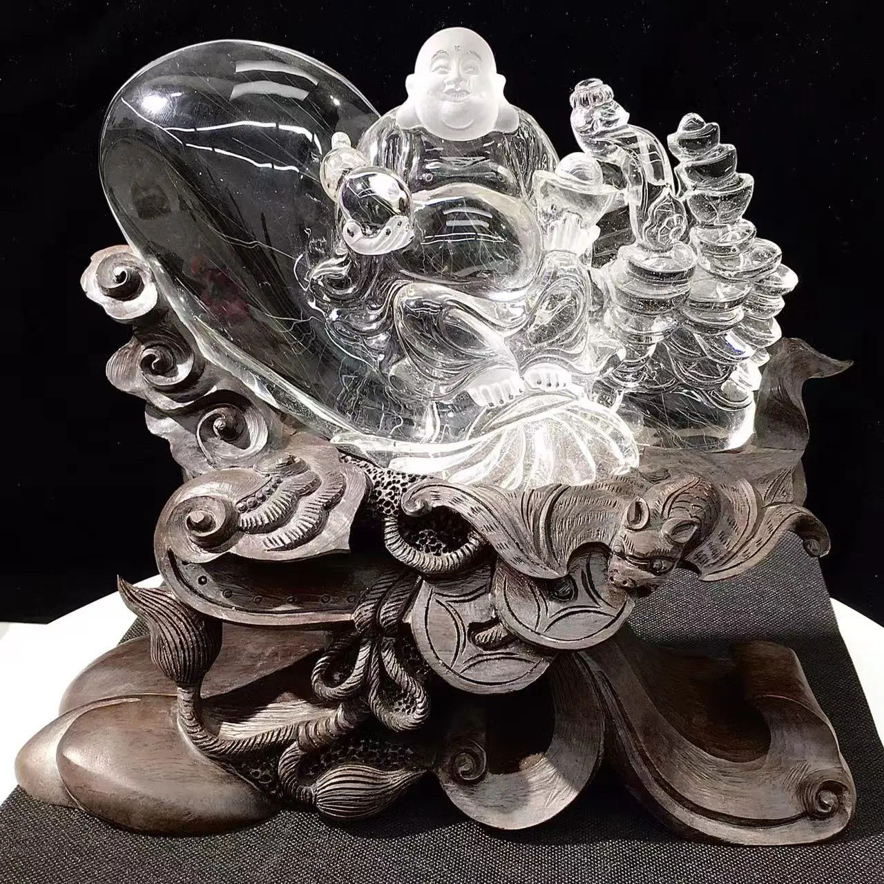 Natural Crystal Rutile Buddha Carved Ornaments, Religious Decor for Jewelry Accessories & Derivatives