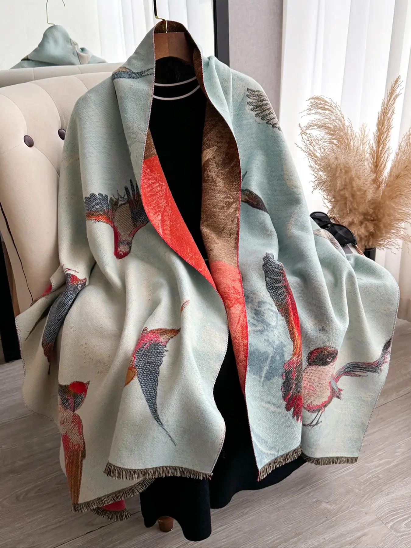 Women's Elegant Animal Print Blanket Scarf, Fitted Woven Fabric, Thick Warm Shawl for Fall & Winter, Daily Wear Accessory, Leopard Print Scarf