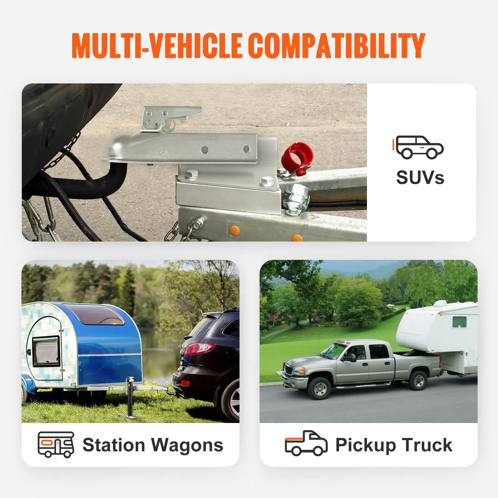 Heavy Duty Straight Type Trailer Coupler - Heavy Duty Tow, Quick Detach Latch Lock, 2-Inch Hitch Ball Fit, 2-Inch Channel, 3500lb Capacity, Zinc Plated, Rust Resistant, Universal Towing Buddy, Ideal for Pickup Trucks, Spring New Arrival