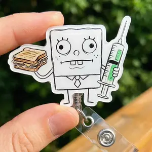 DoodleBob Badge Reel – Turkey Sandwich, Syringe Meme ID Clip RN Accessory