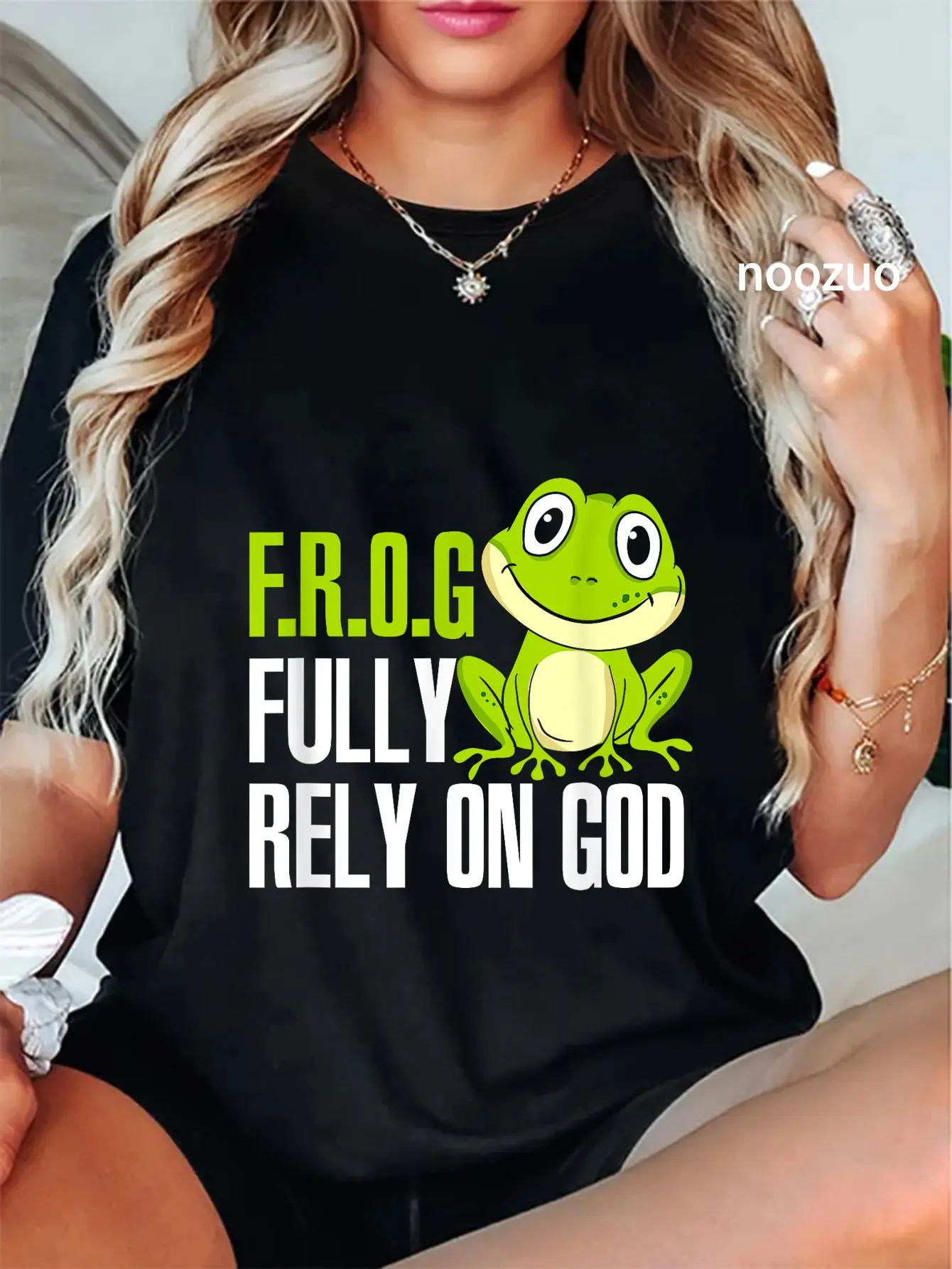 100% Cotton FROG Fully Rely On God Christian Frog Lover MP T-Shirt