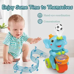 Electric Elephant Design Music Toy with Blowing Ball Function, Spinner Drumming Toy Musical Light Up with Music & Light, Fun Music Toy for Babies, Winter Gift