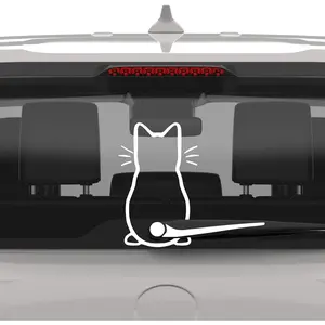 Cute Cat Wiper Car Sticker – Funny Windshield Wiper Vinyl Decal for Car Window
