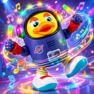 Dancing Space Duck Toy for Kids, Light Up Musical Walking Duck with LED Lights, Singing Spinning Toddler Toy Gift