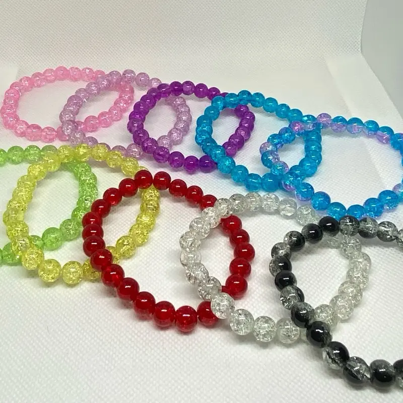 Crackle Beads Stretch Bracelet - Vibrant Colors, Adjustable Fit, Perfect for Everyday Wear
