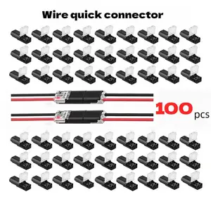 Quikly Double-Wire Plug-in Connector LED Light Strip Connectors 2 Pin Low Voltage Wire Connector with Locking Buckle Fast Connect Plugs for Strip Lights 100 pcs - Lighting