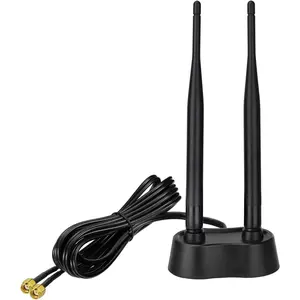 9dBi Dual Band WiFi Antenna 2.4GHz 5GHz RP-SMA WiFi Antennae with  Base and 6.5ft Extension  for PC Desktop Computer PCIe   Network Card,WiFi Router