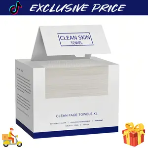 Disposable Face Towel, Single Use Towelette, 50 count/box Portable Multipurpose Wet and Dry Towel, Soft Face Towel for Home, Bathroom and Outdoor Travel, Absorbent Breathable Towel