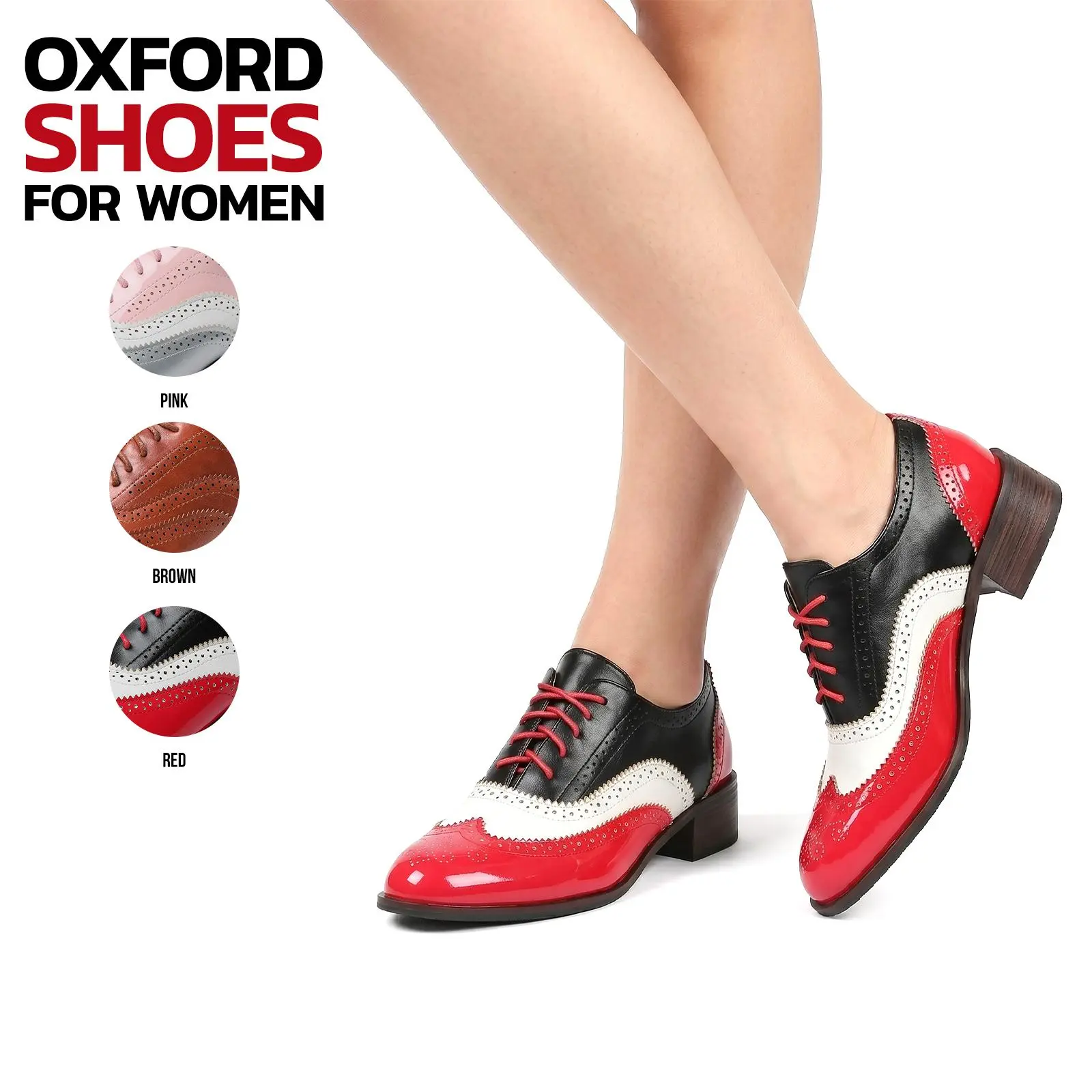 Oxford Shoes For Women Round Toe Chunky Block Heel Lace Up Cutout Brogues Fashionable Comfy Party Wedding Guest Outing Casual Concert Dance Fashion Shoes