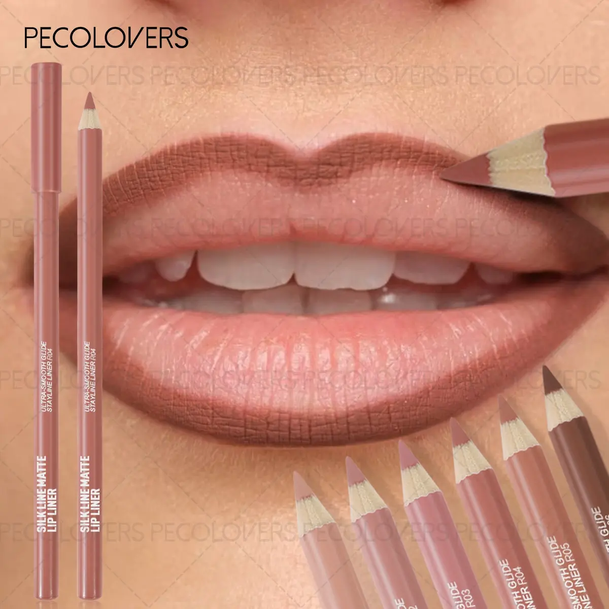 Matte Lip Liner Pencil Matte Bean Paste Lipstick Pen Easy To Color Non-Fading Non-Stick Cup Velvet Red Lipliner Lip Liner Makeup Lip Liner Singles