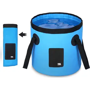 Collapsible Bucket, 5 Gallon Portable Folding Water Container for Travelling, Camping, Hiking, Fishing, Gardening