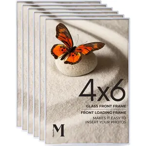 Mantello front loading white 4x6 picture frame 4 x 6 frame for tabletop or wall decor 4 by 6 white picture frames 6 pack
