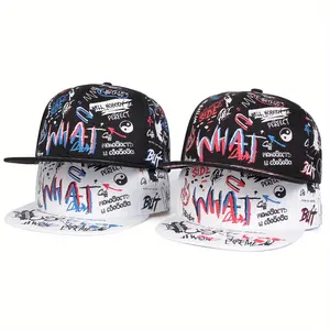 Unisex Letter Graffiti Hip Hop Hat Turning Hat Outdoor Adjustable Sunscreen Leisure Hat Spring Autumn Travel Tourism Beach Vacation
