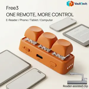 Free3 Bluetooth Page Turner, 3-Mode Control for E-Readers, Phones, Tablets and Computers, Kindle Page Turning, TikTok Scrolling, Camera Trigger, PPT/PDF Control, Hot-Swappable Switches