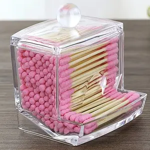 1pc Leak-Proof Cotton Swab Box, Desktop Storage Holder, Dustproof Makeup Organizer, Multi-Purpose Toothpick Container, Essential Bathroom Accessory, Cosmetic Storage Box