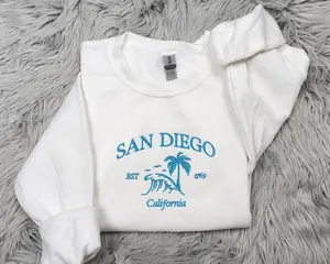 San Diego Embroidered Crewneck: California Coastal Sweatshirt