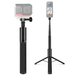 PULUZ 1.22m Retractable Invisible Selfie Stick with Tripod For Insta360 X4 / X4 Air / X3 (Black)