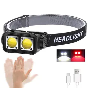 1PC Headlamp Rechargeable with Motion Sensor, Super Bright Headlight Flashlight, IPX4 Waterproof LED Headlamp - 4 Modes, White/Red Light for Camping Hiking Running Fishing, Hands-Free Outdoor Headlight