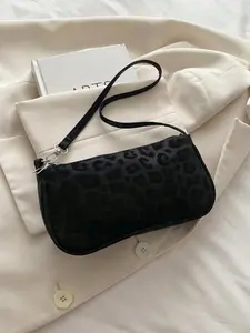 Retro Suede Leopard Shoulder Bag for Women, Soft Lightweight Daily Purse, Sturdy Strap & Spacious Interior, Versatile for Shopping, Dates, Parties and Casual Wear, Purses For Women, Bags For Women