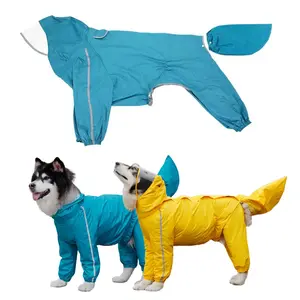 Adjustable Reflective Dog Raincoat, 1 Count Waterproof Dog Raincoat with Detachable Tail Cover, Lightweight Pet Raincoat for Small Medium Large Dogs