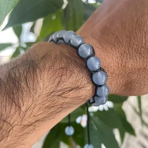 8mm Blue Quartz Macrame bracelet.