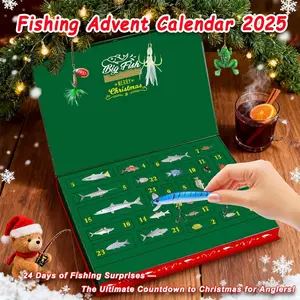 Fishing Advent Calendar 2025 Adult Christmas Fishing Gift for Men Teens Boys 24 Days Christmas Countdown Calendar Fishing Tackle Lures Xmas Gifts for Boys